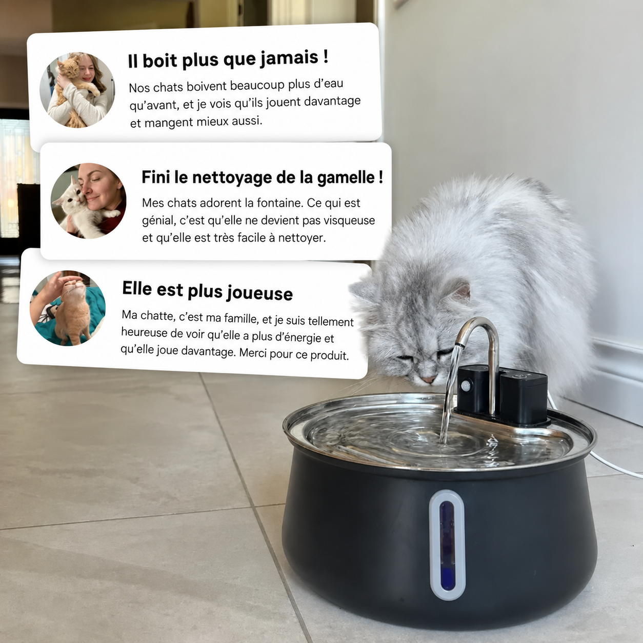 La toute première fontaine colorée 100 % en acier inoxydable