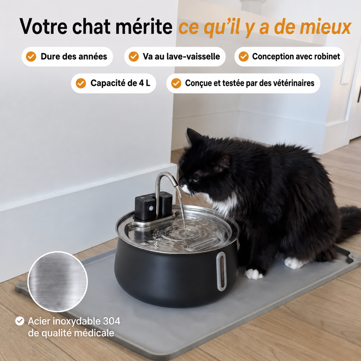 La toute première fontaine colorée 100 % en acier inoxydable