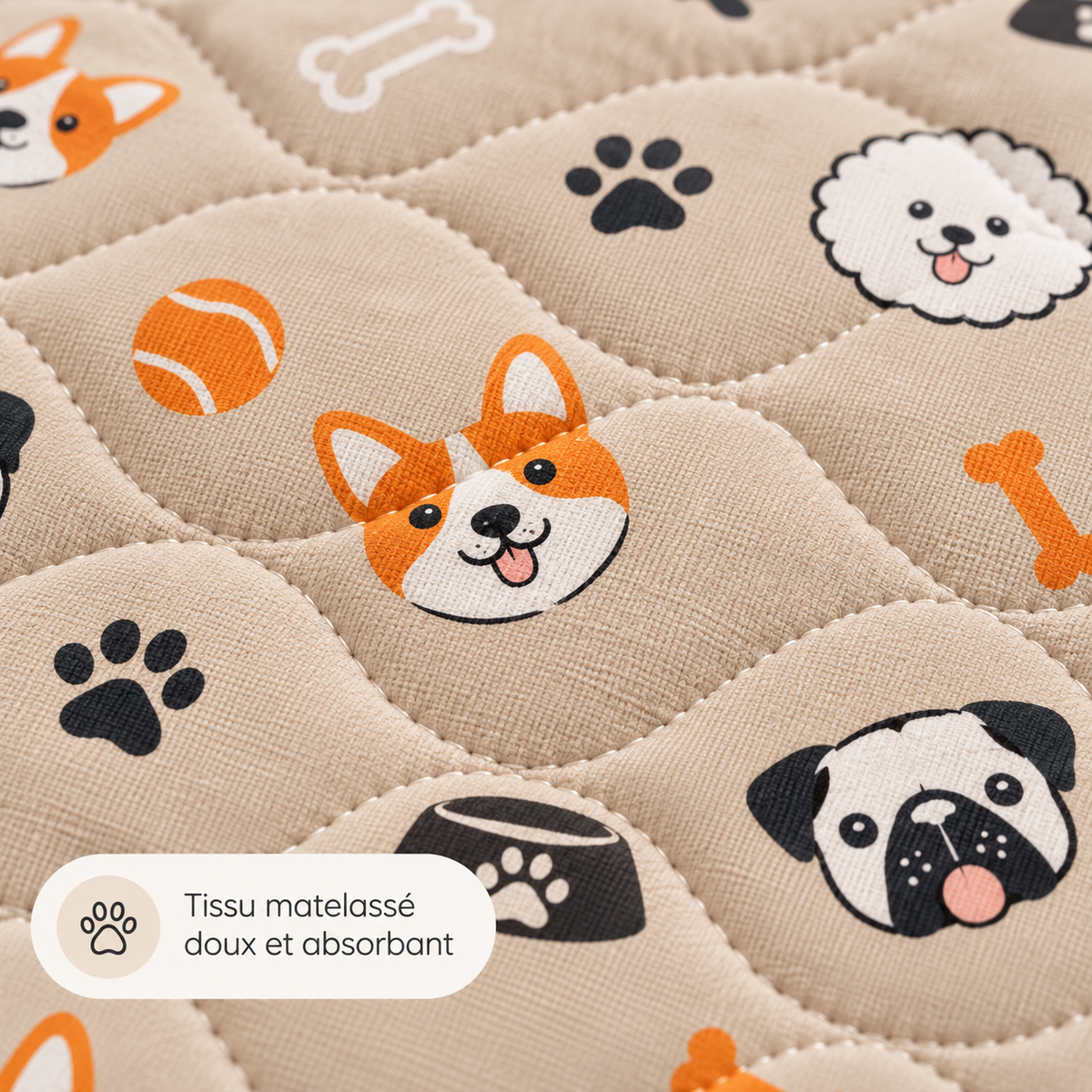 Gros plan du tissu matelassé du tapis ElyPropre